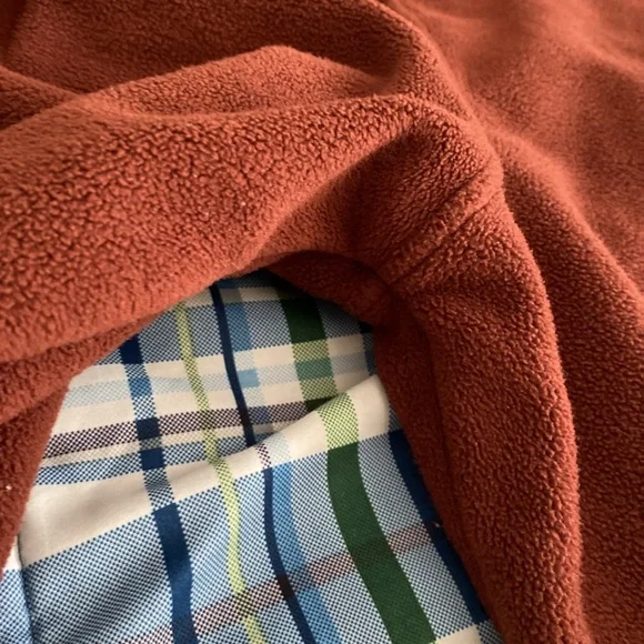 Dark brick and navy fleece jacket - Picture 13 of 17